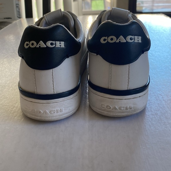 COACH Women’s Lowline Low Top Optic White Midnight Navy Leather Sneakers 8.5B - Picture 5 of 10